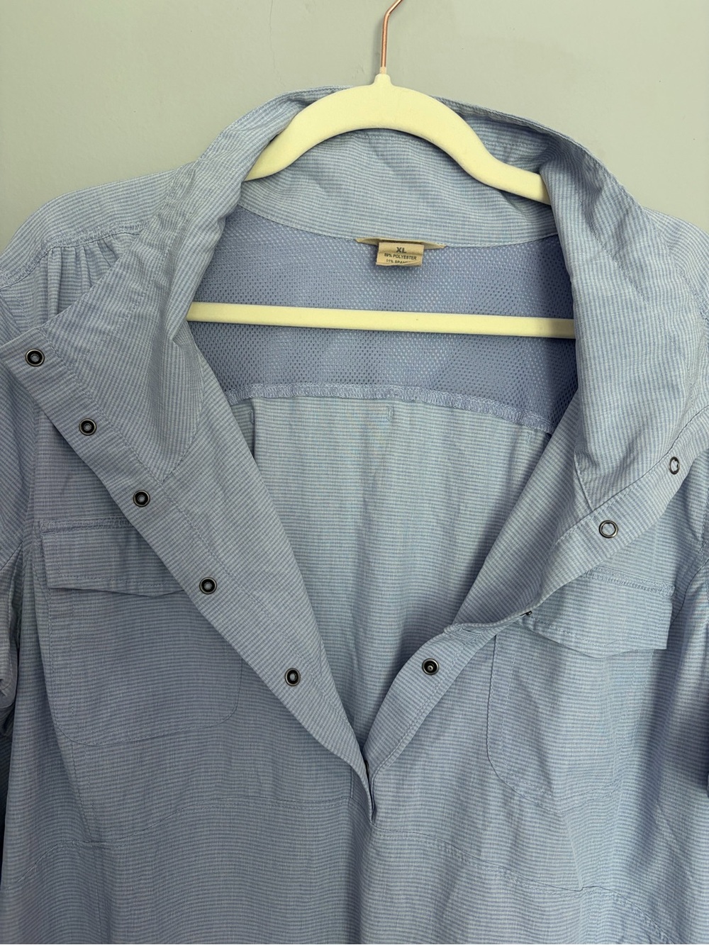 Duluth Trading Co UPF Tunic Women’s XL Nine to Fine Blue Stripe Sun Protection - Picture 14 of 15